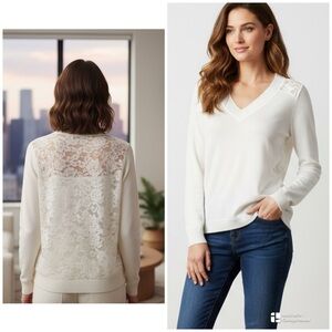 Cami NYC Light Cream Lace Back
Long Sleeve Sweater /blouse size S